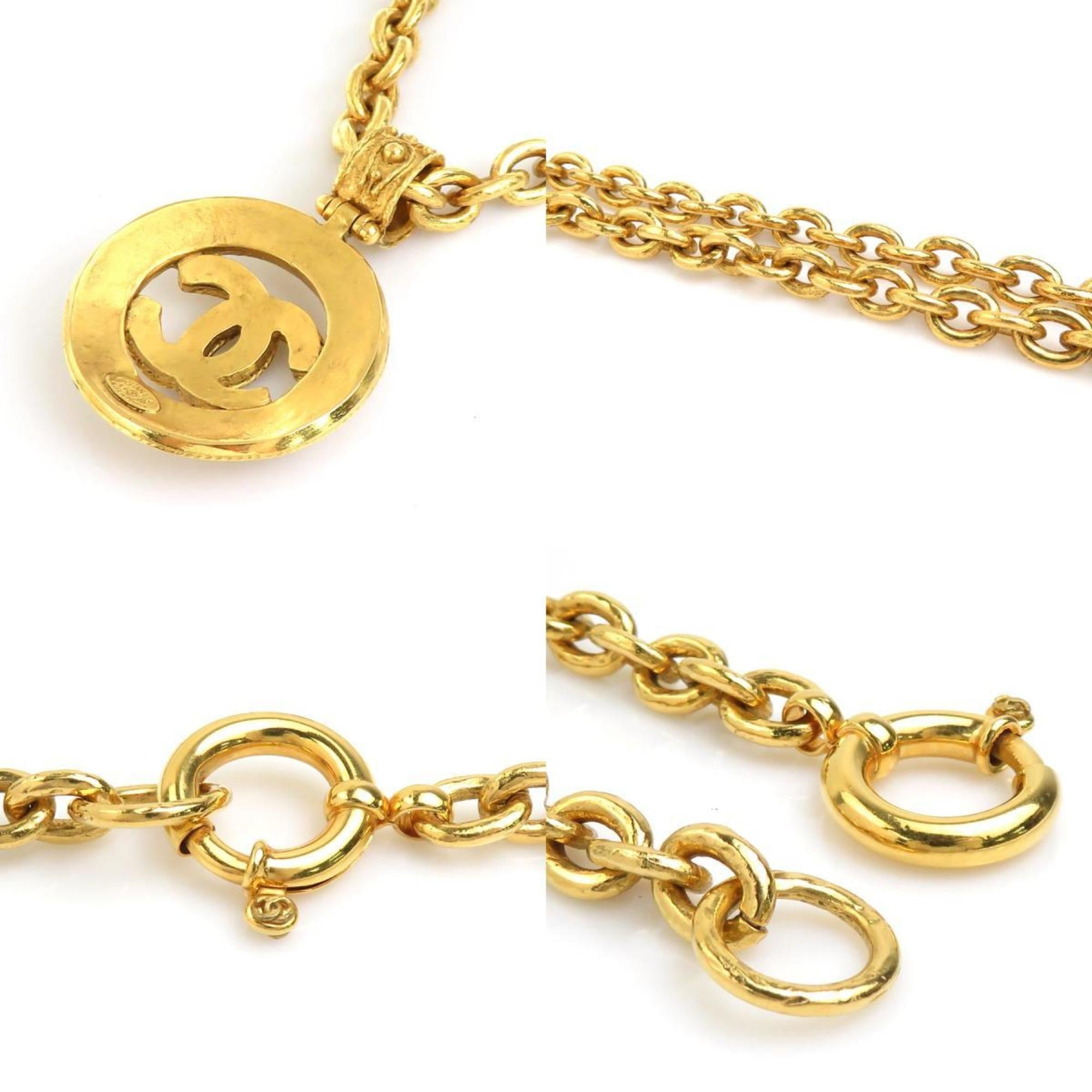 CC Logo Pendant Necklace Gold-Tone Metal