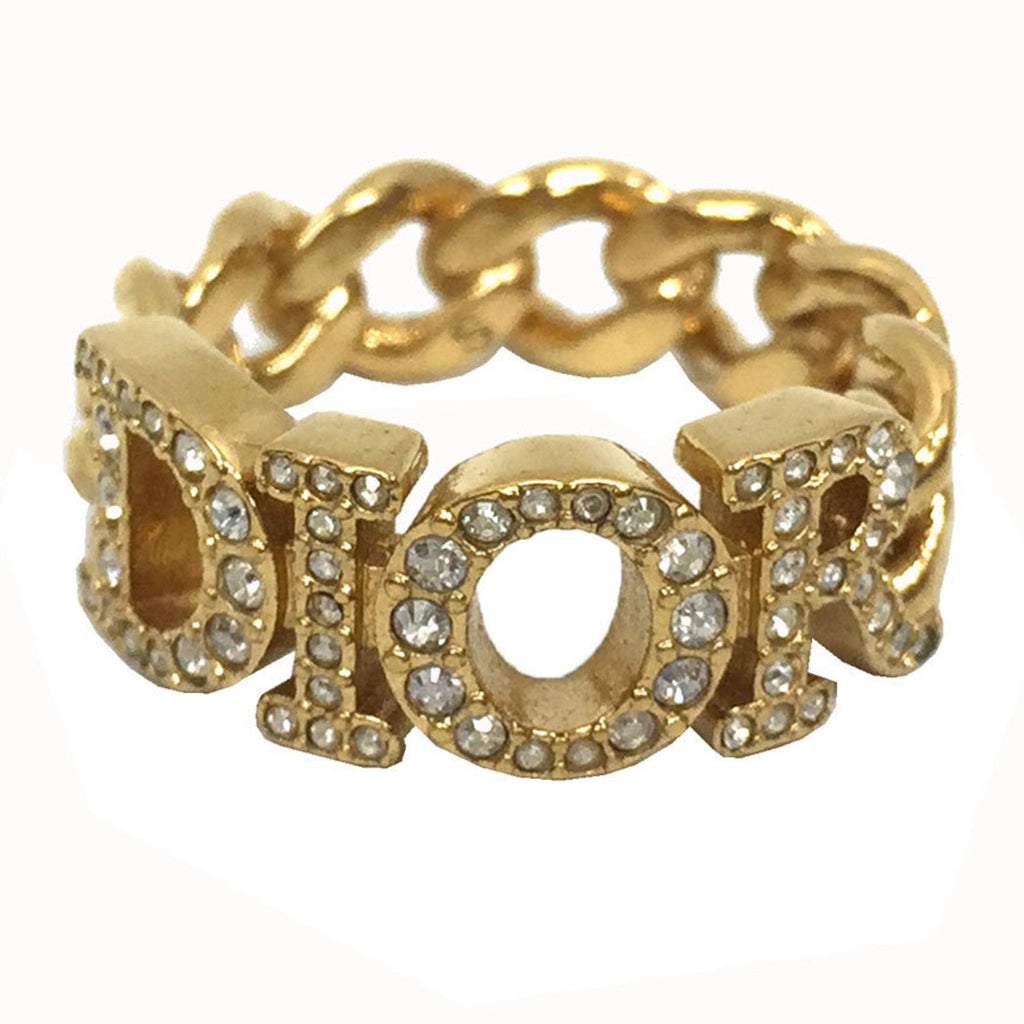 Band Ring Metal Gold and White With Crystal