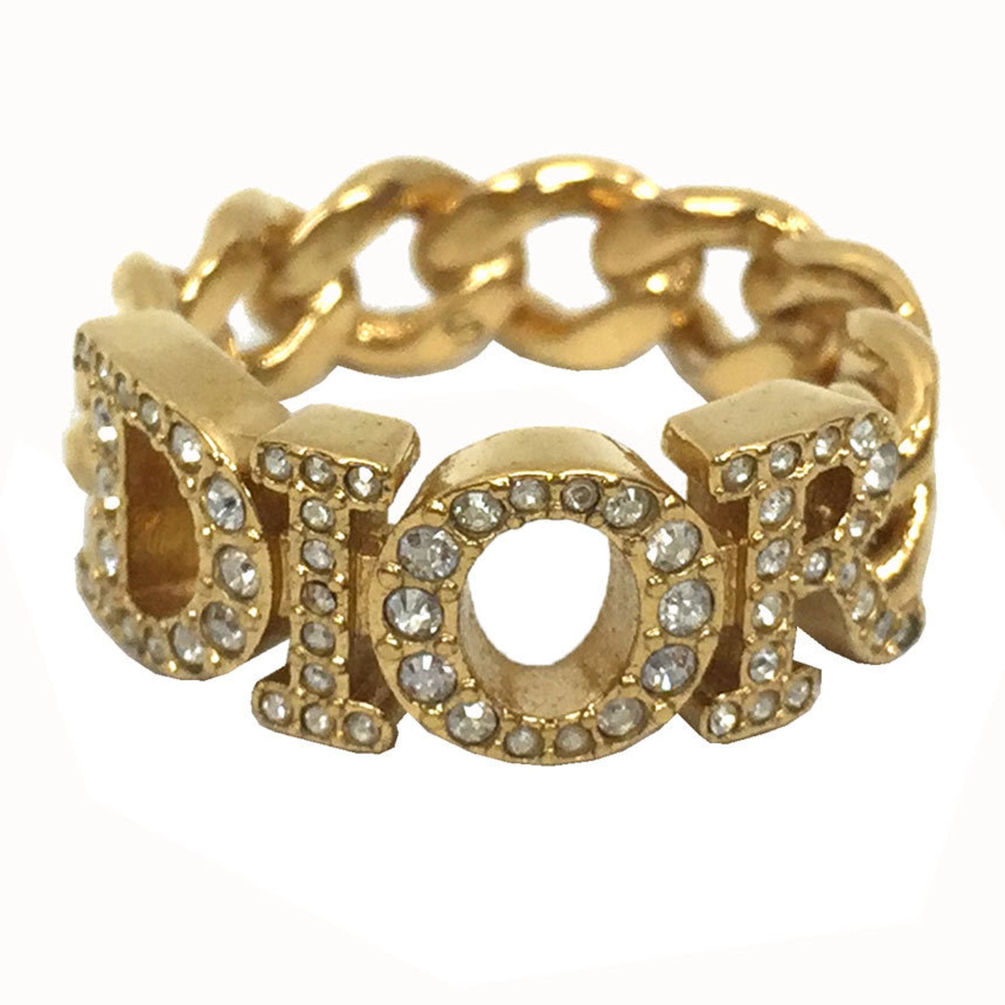 Band Ring Metal Gold and White With Crystal