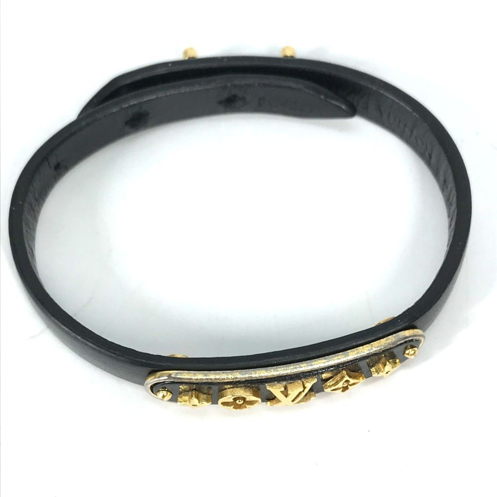 Monogram Flower Cruiser Bracelet Leather and Monogram Black