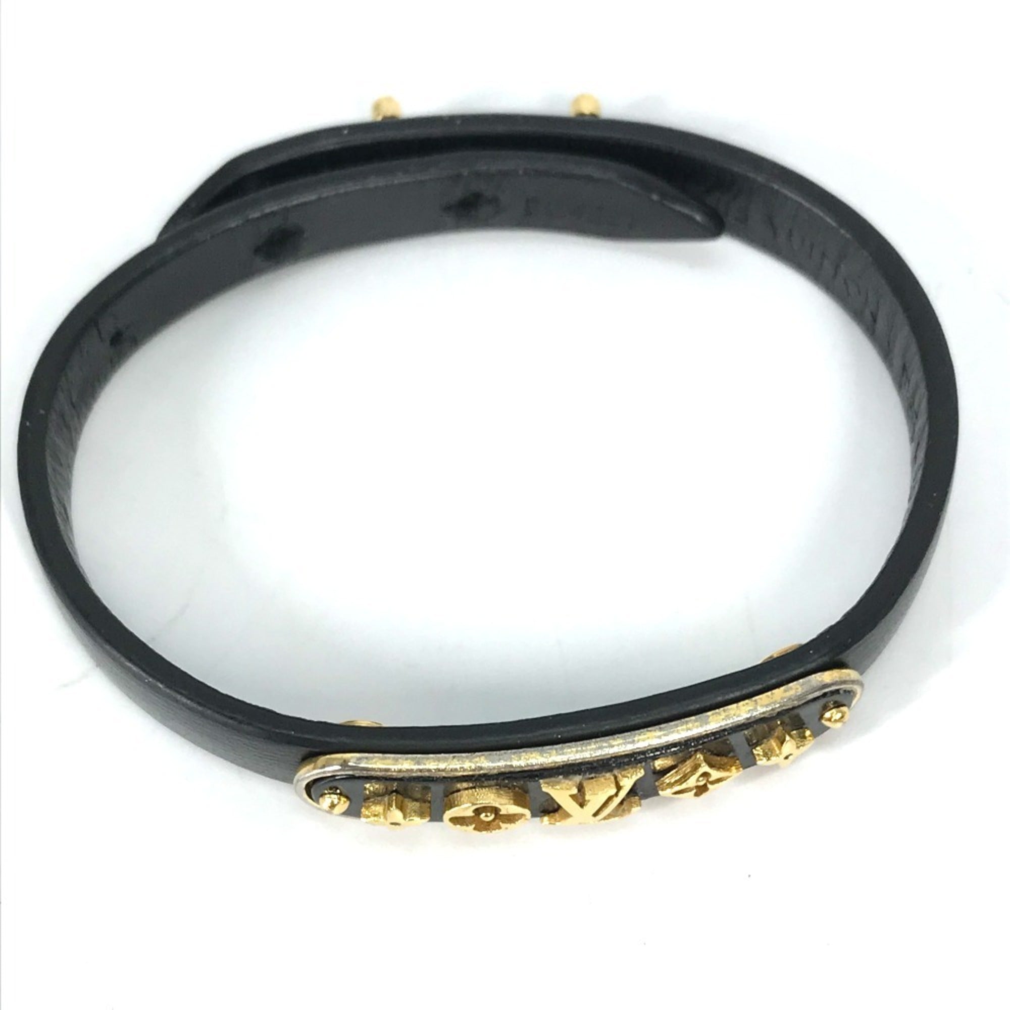 Monogram Flower Cruiser Bracelet Leather and Monogram Black