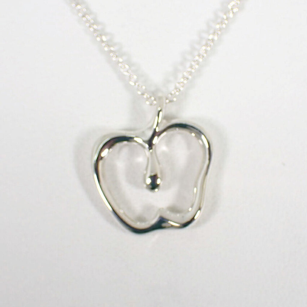 Apple Pendant Necklace Sterling Silver