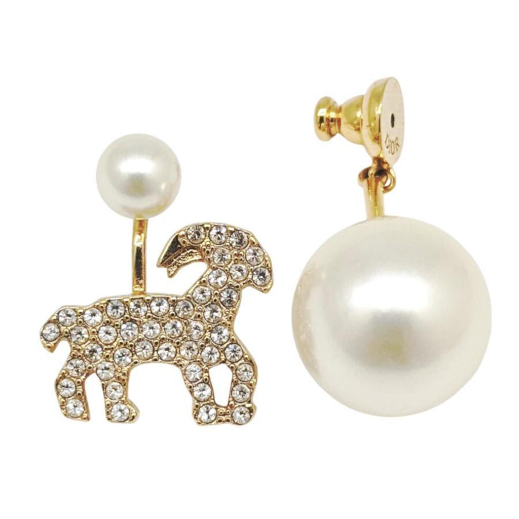 Single Earring Pearl Gold-Tone Metal