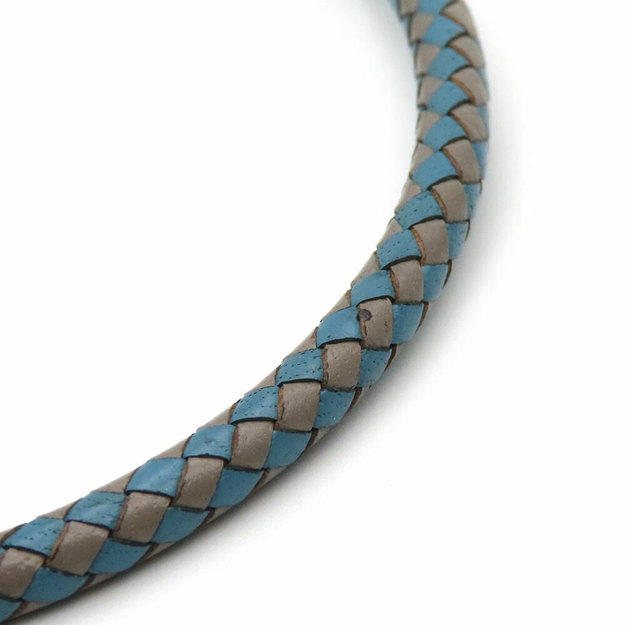 Bracelet Leather and Metal Blue Grey