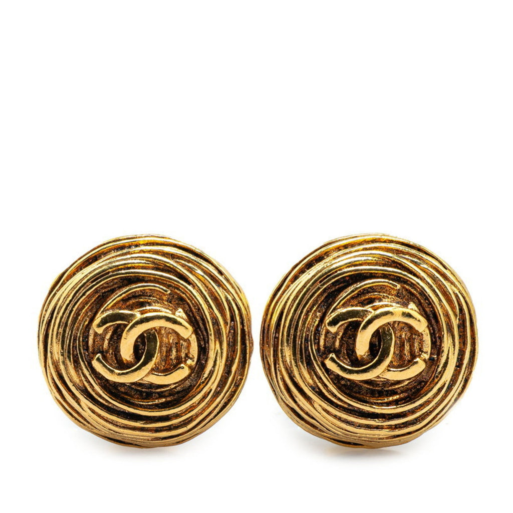 CC Logo Clip-On Earrings Metal Gold-Tone Metal