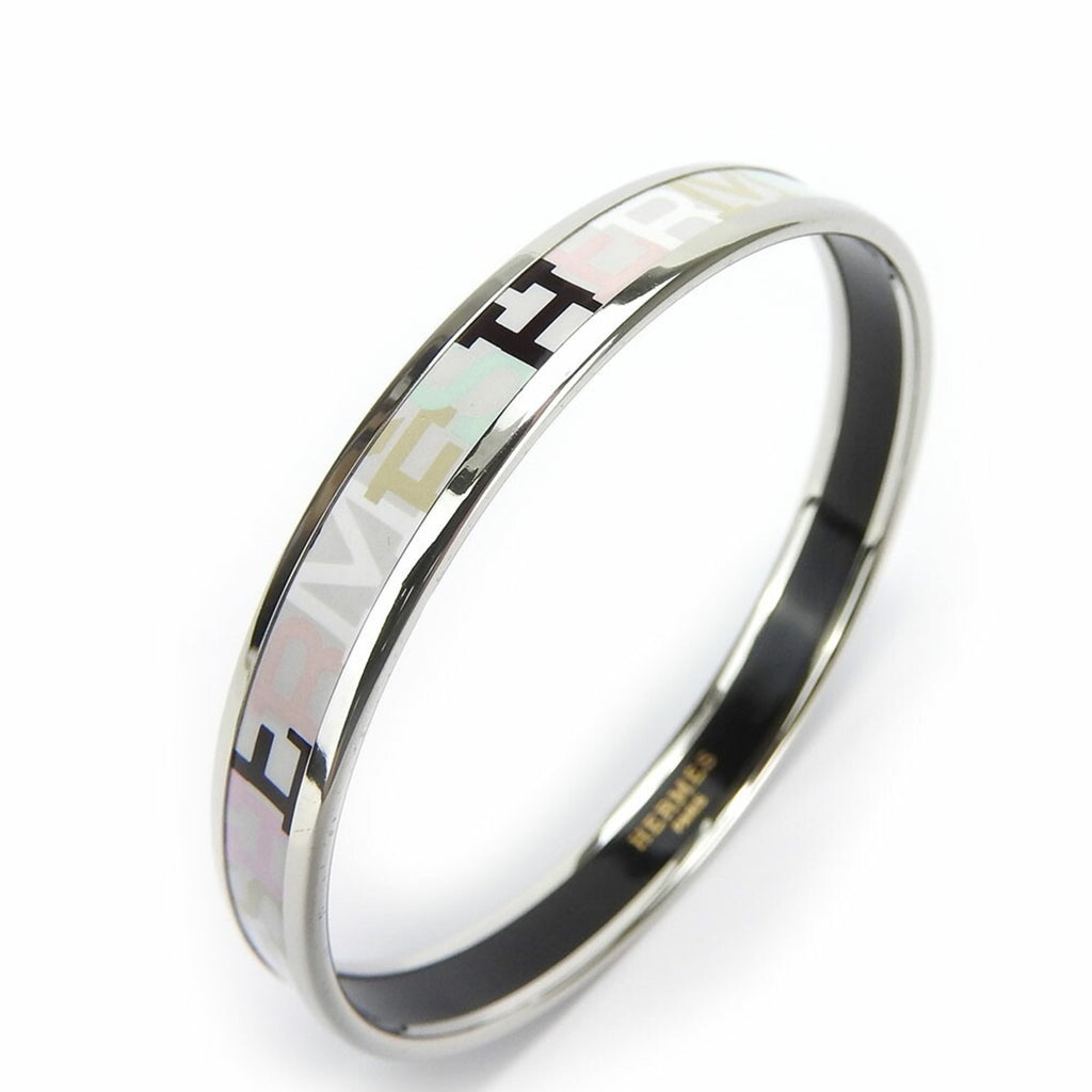 Bangle Enamel and Metal Light Gray Multi-Color Bracelet