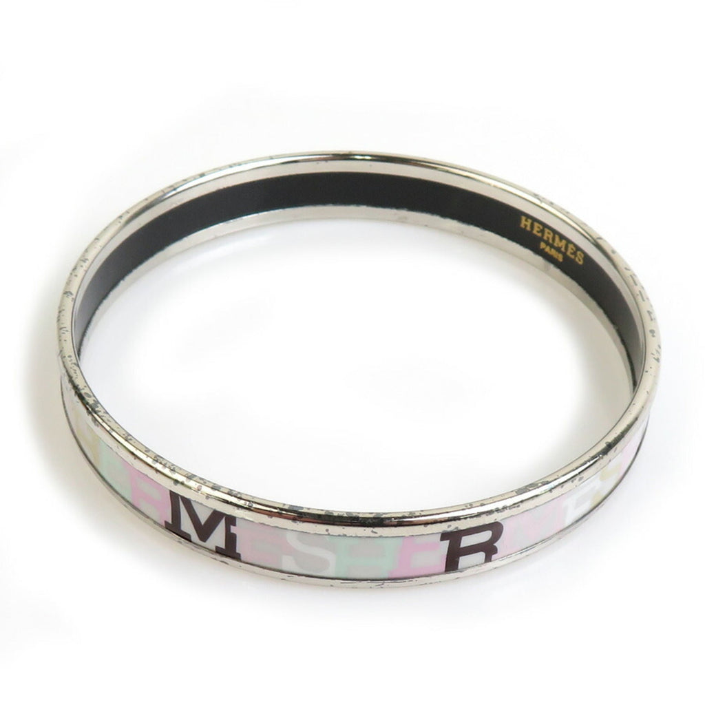Bangle Bracelet Enamel and Metal Silver Multicolor