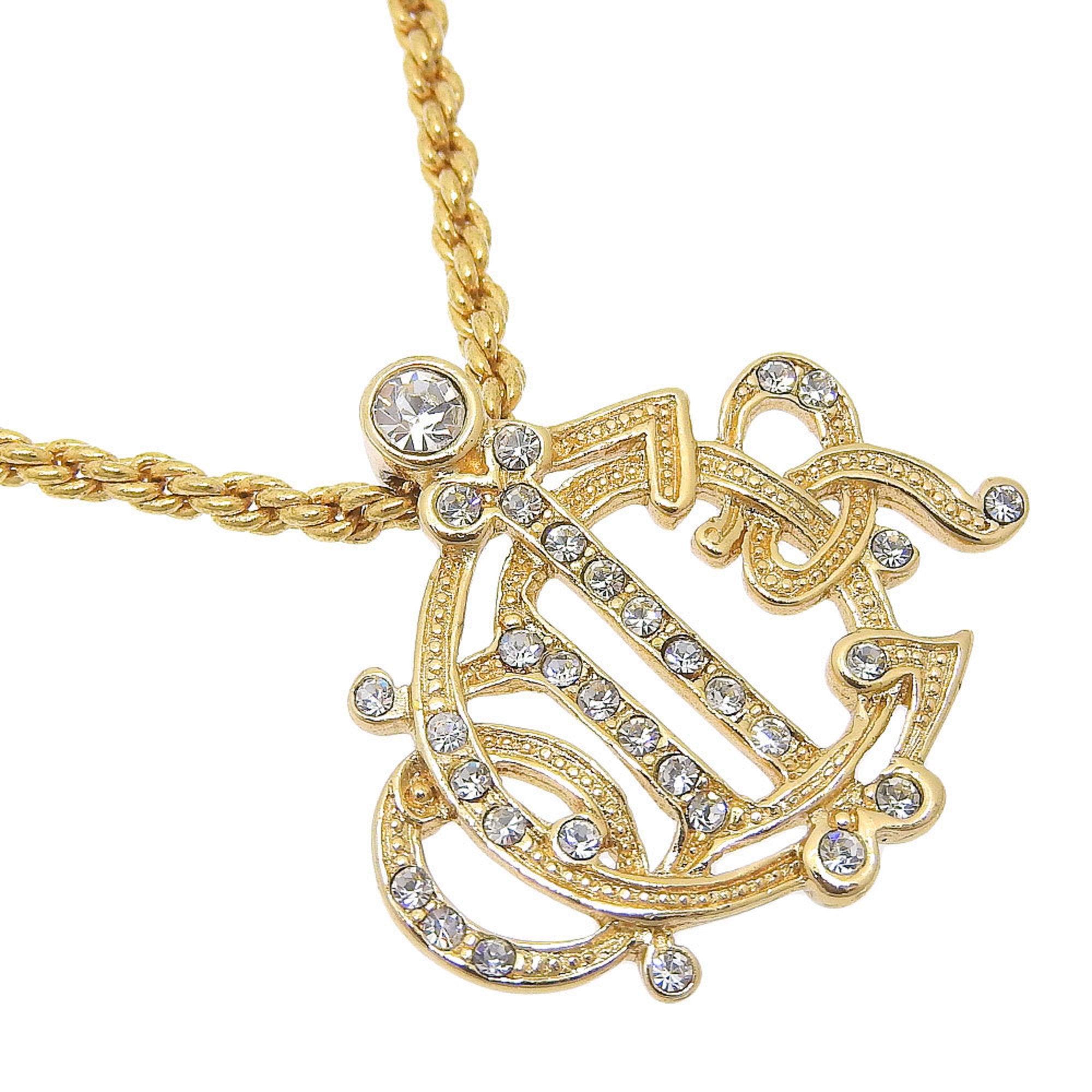 Pendant Necklace Gold and Rhinestone