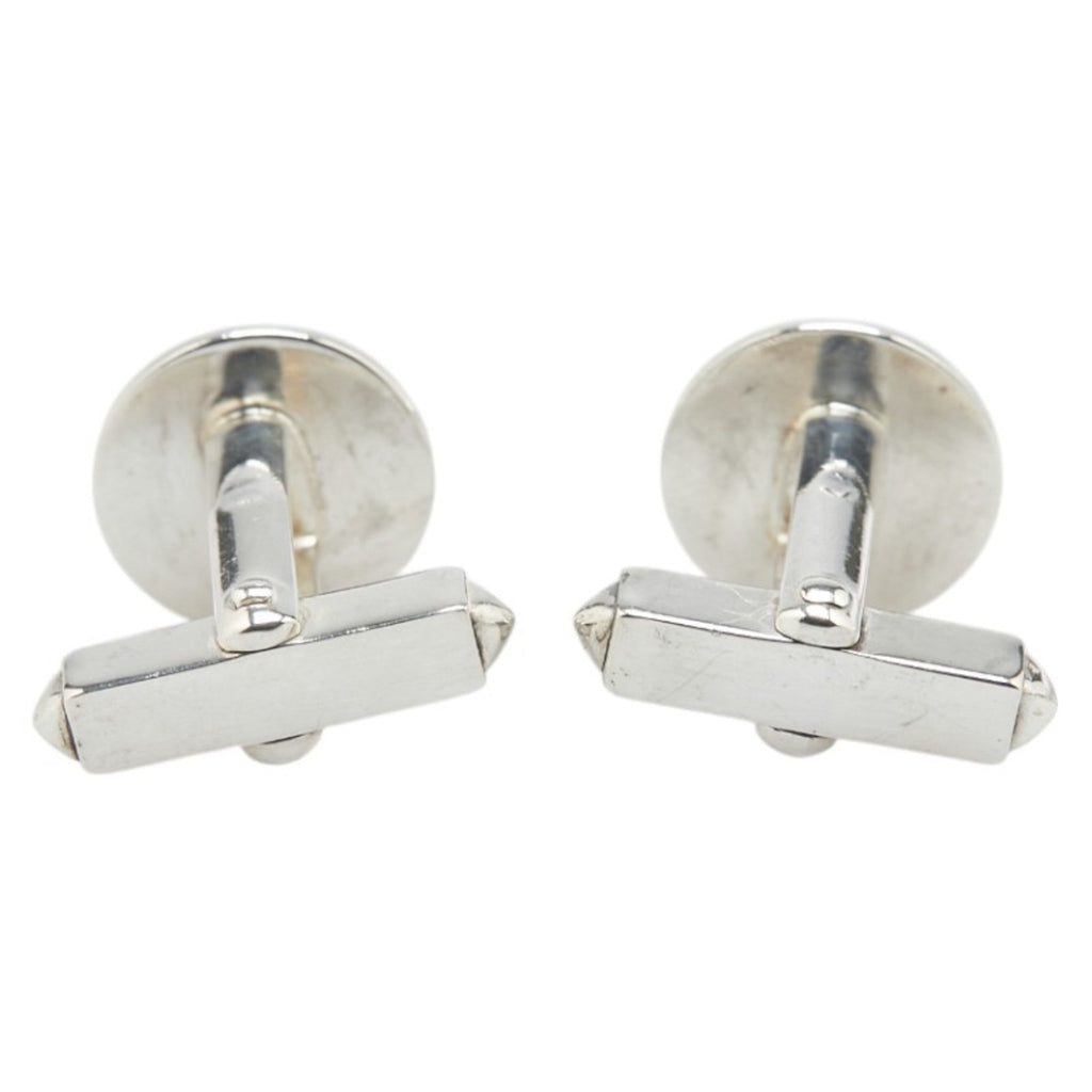 Taiga Cufflinks Leather and Metal Silver Bracelet