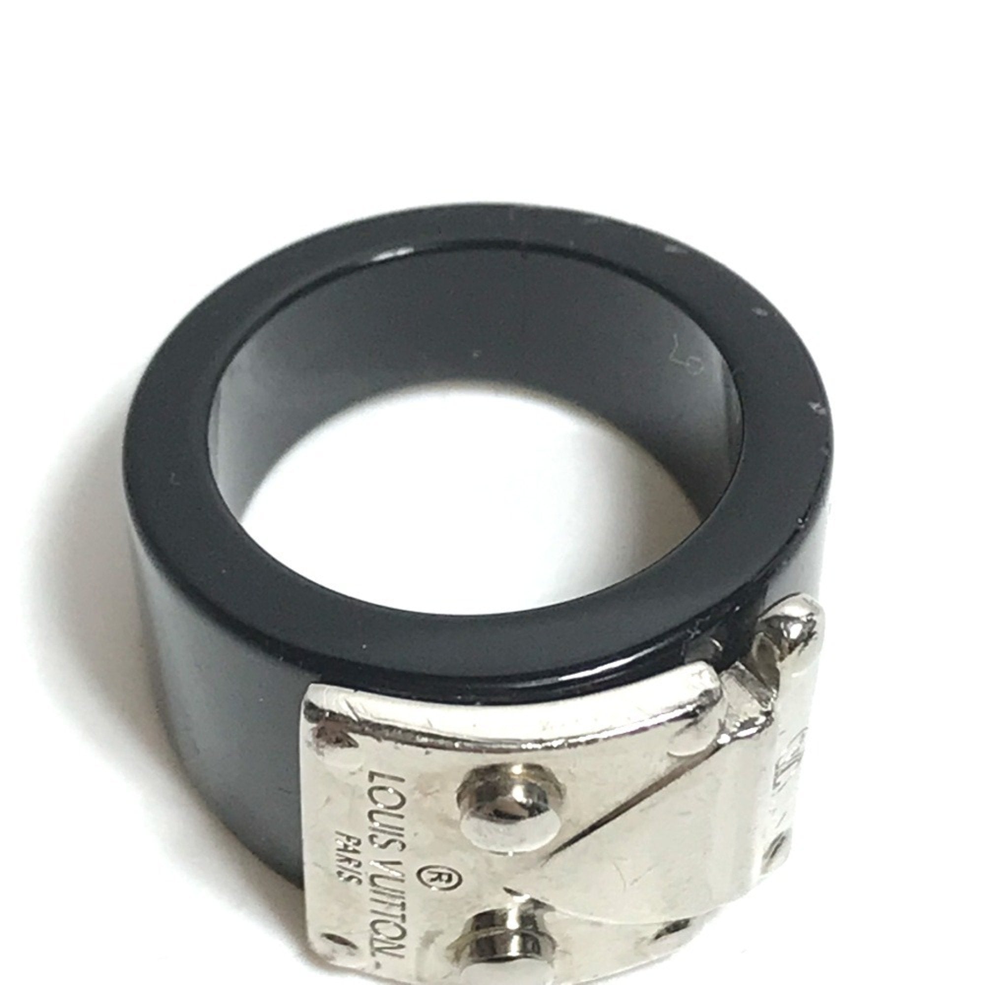Band Ring Plastic Black and Silver