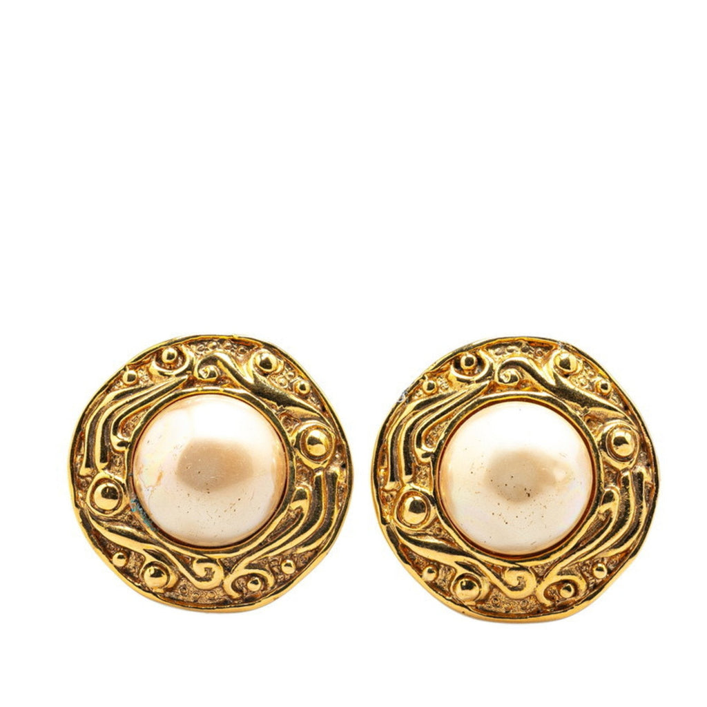 Clip-On Earrings Pearl Clip-On Gold-Tone Metal
