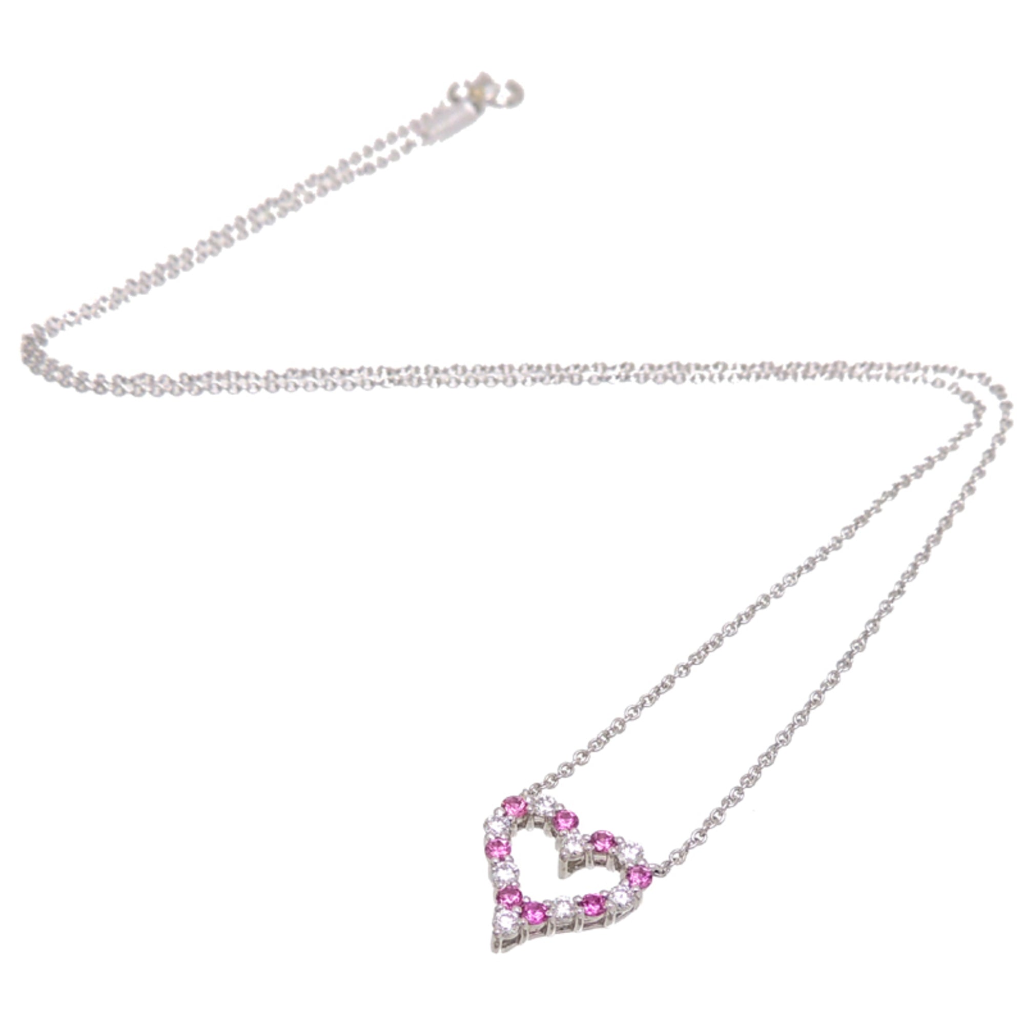 Sentimental Heart Pendant Necklace Platinum with Diamond and Sapphire
