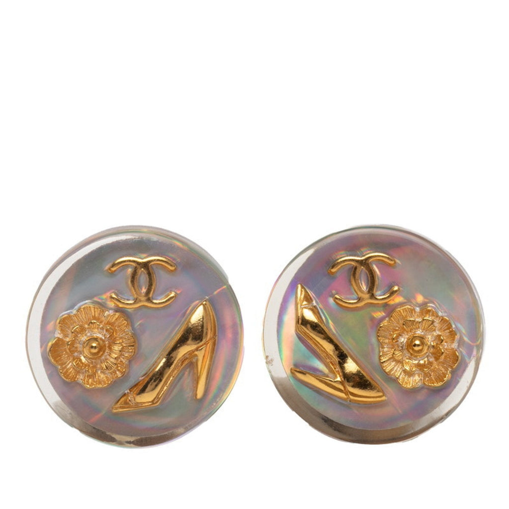 CC Logo Clip-On Earrings Gold-Tone Metal Gold-Tone Metal