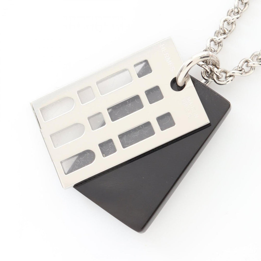 Pendant Necklace Stainless Steel Silver and Black