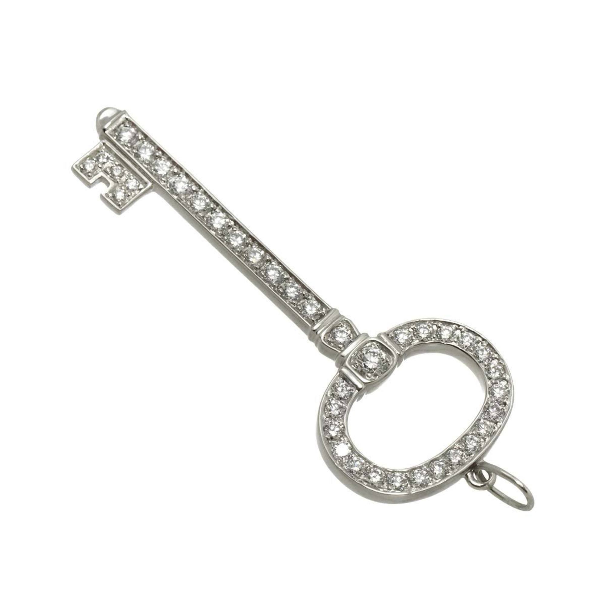 Oval Key Pendant Necklace Platinum with Diamond