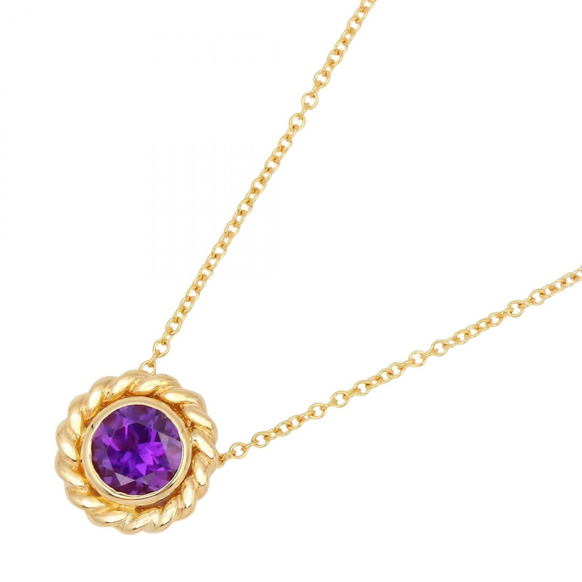 Pendant Necklace 18K Yellow Gold with Amethyst