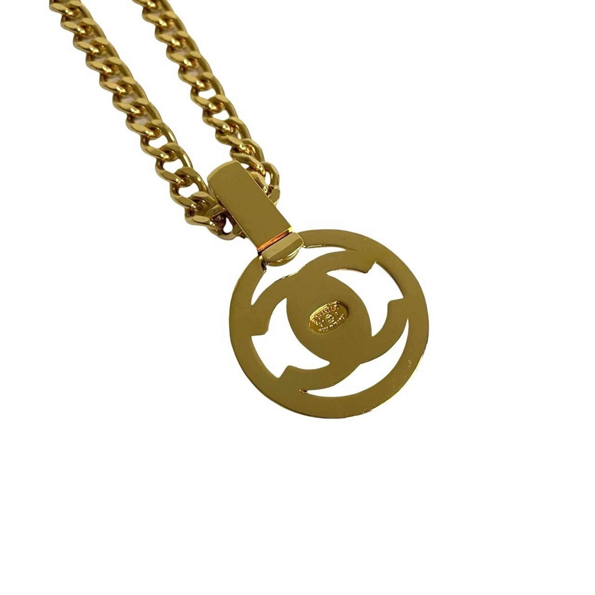 CC Logo Turnlock Chain Pendant Necklace Metal