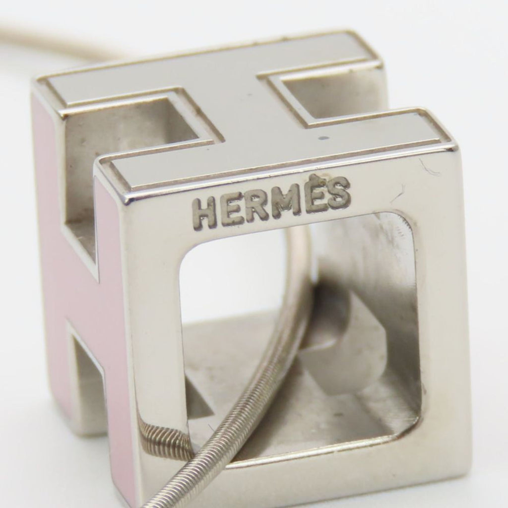 Pendant Necklace Metal Pink and Silver