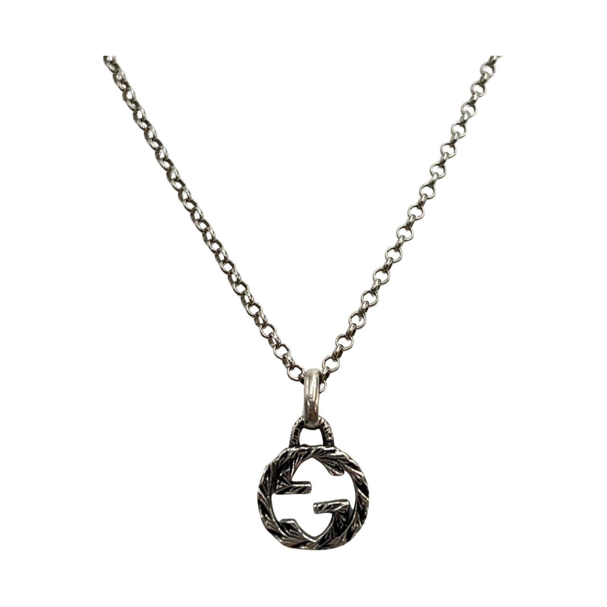 Interlocking G Pendant Necklace Sterling Silver