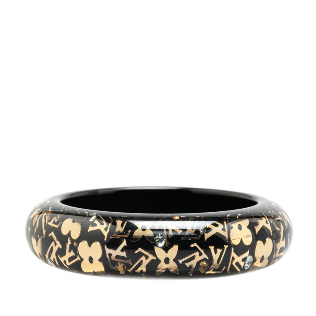 Monogram Bracelet Resin Black and Gold with Swarovski