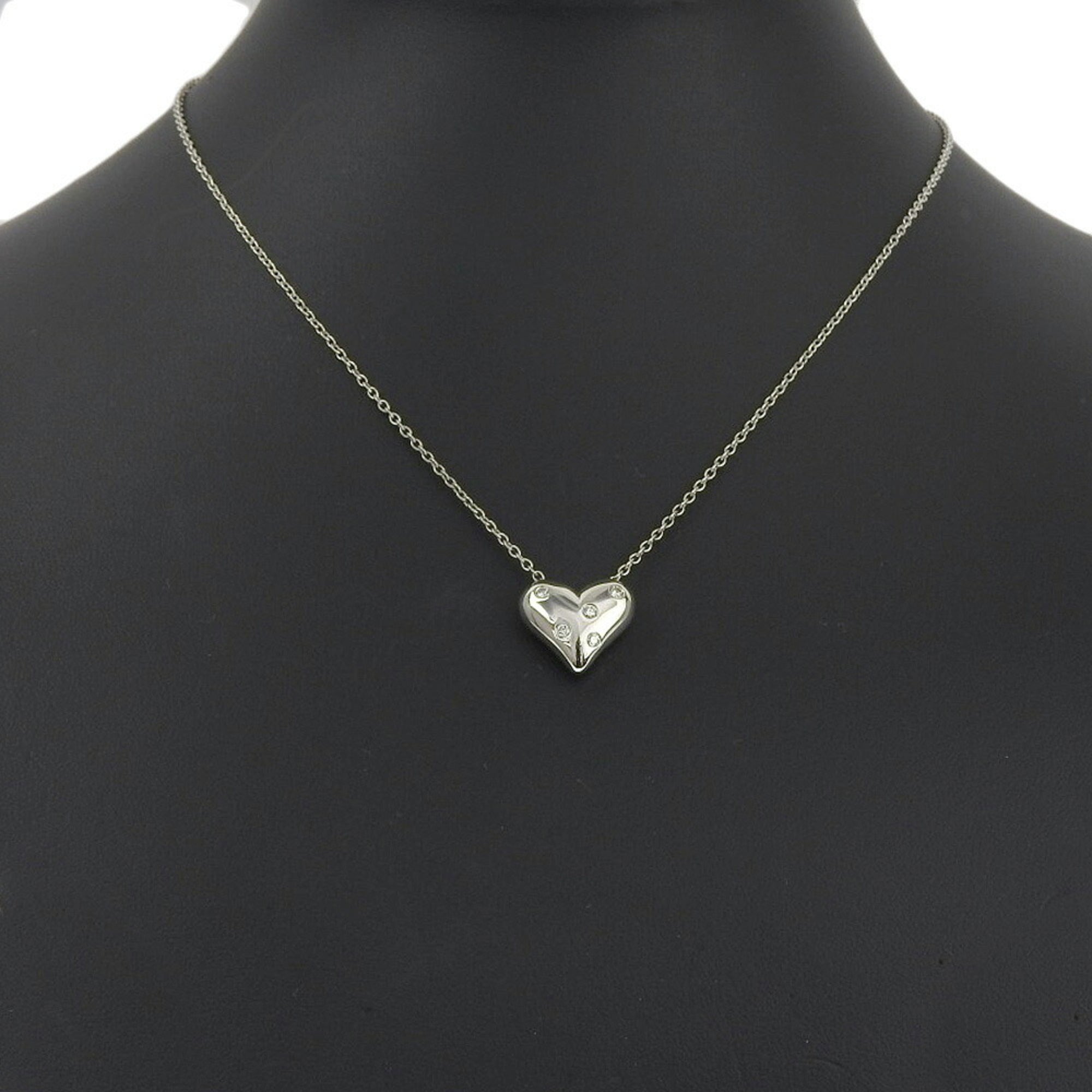 Dots Heart Pendant Necklace Platinum With Diamond