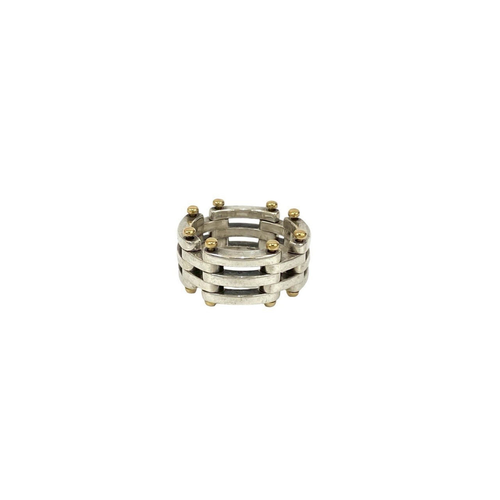 Gate Ring 18K Yellow Gold and Sterling Silver