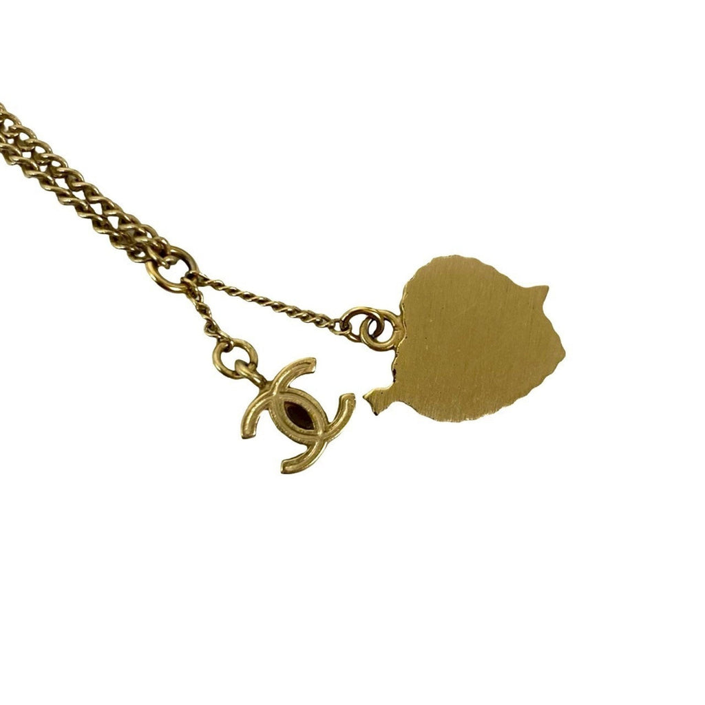 CC Logo Chain Heart Pendant Necklace Metal