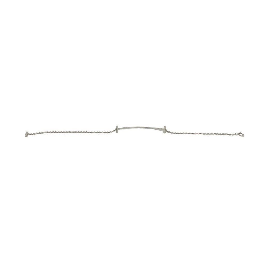 T Smile Pendant Necklace Sterling Silver with 18K White Gold with Diamonds
