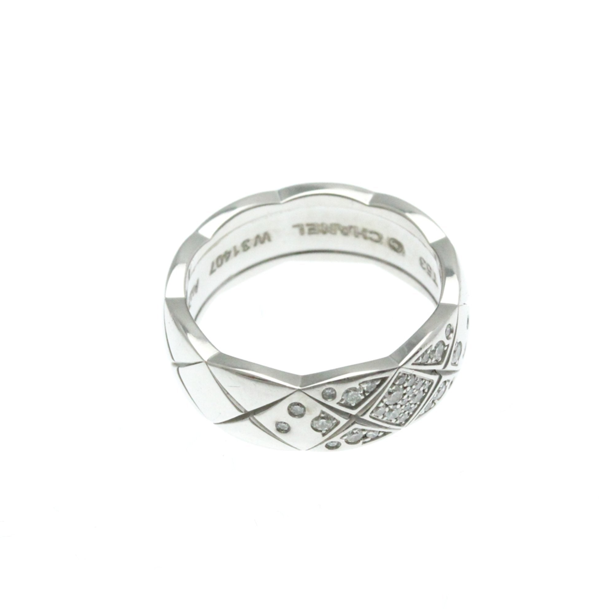 Band Ring 18K White Gold with Diamond Medium