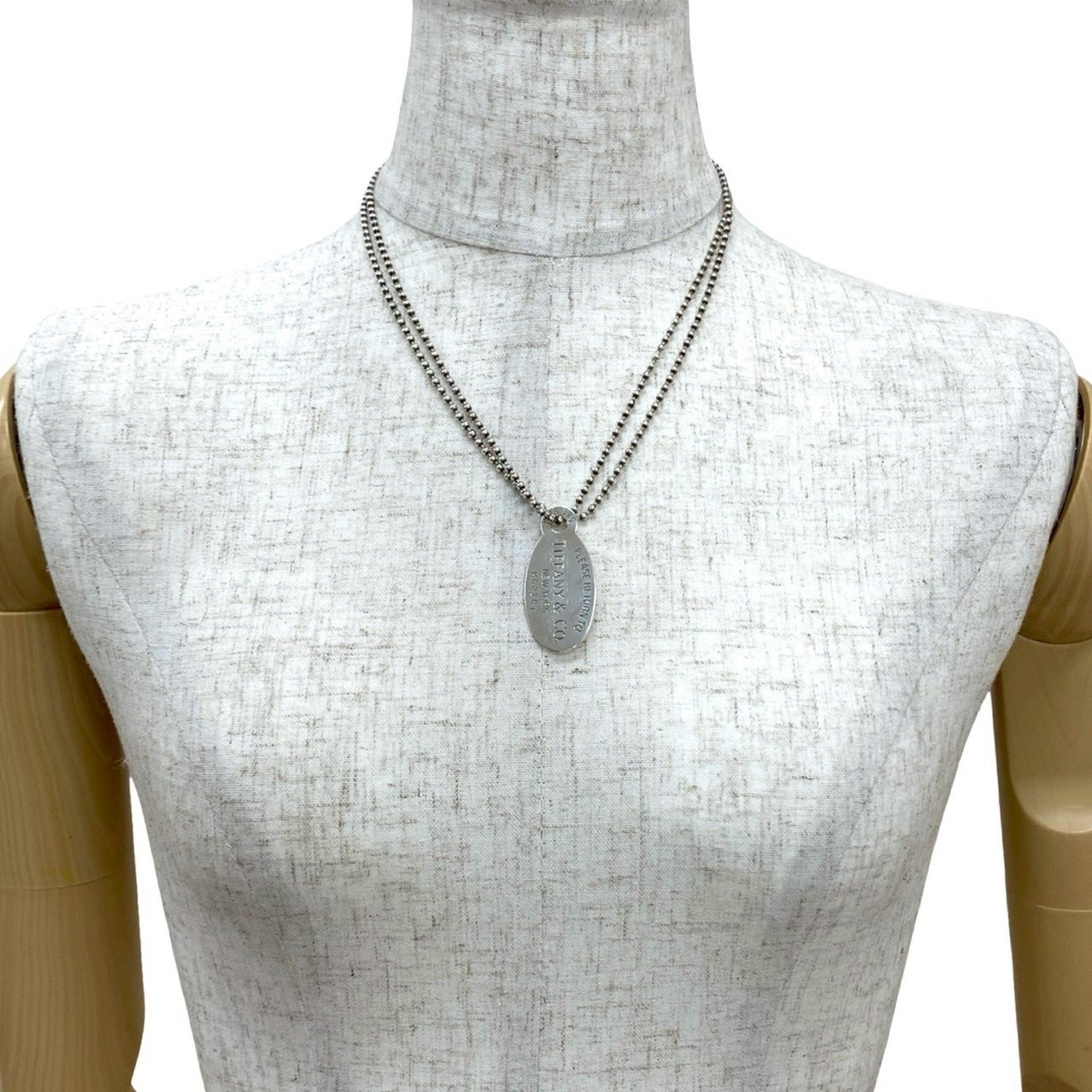 Oval Tag Pendant Necklace Sterling Silver