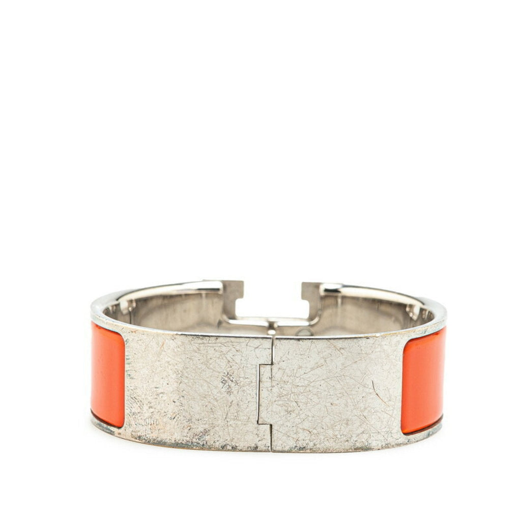 Click Clack Bangle Metal Orange Silver Bracelet
