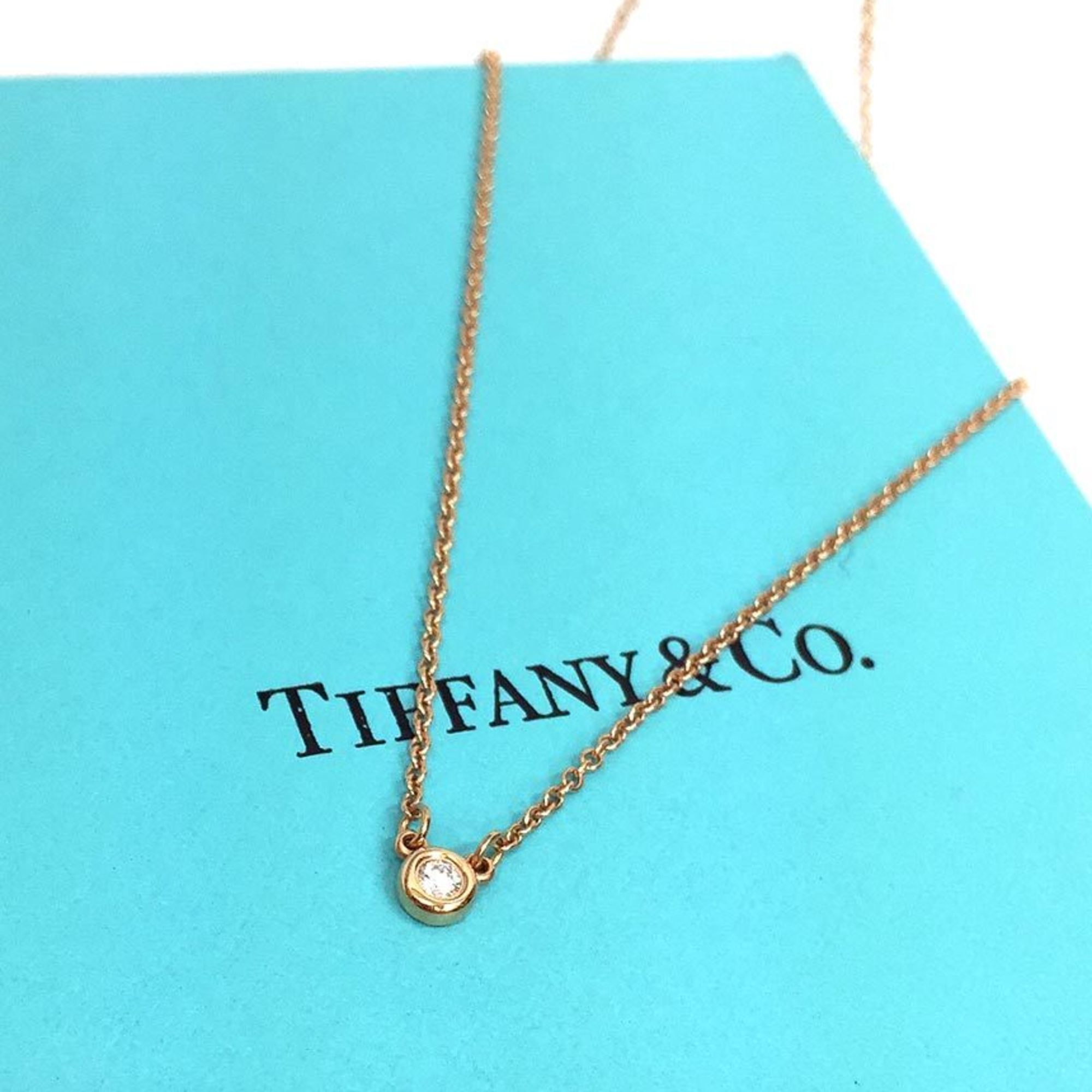 Elsa Peretti Diamonds By The Yard Pendant Necklace 18K Rose Gold and Diamond