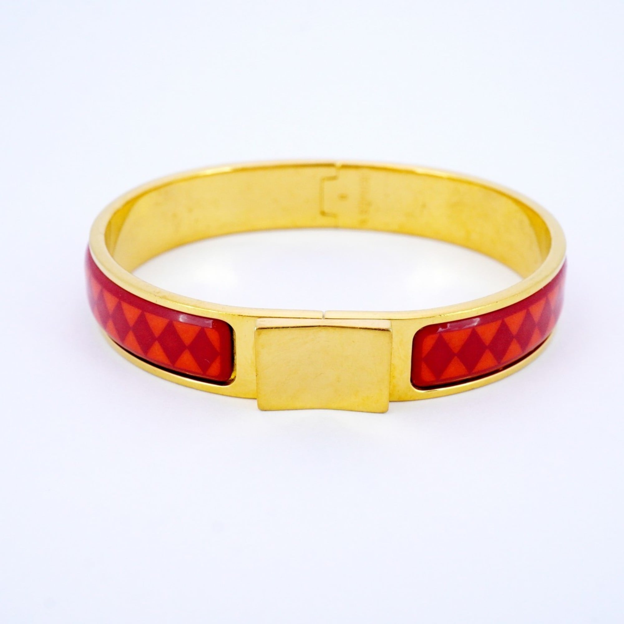 Click-Clack Bangle Gold Mini Orange and Red Bracelet