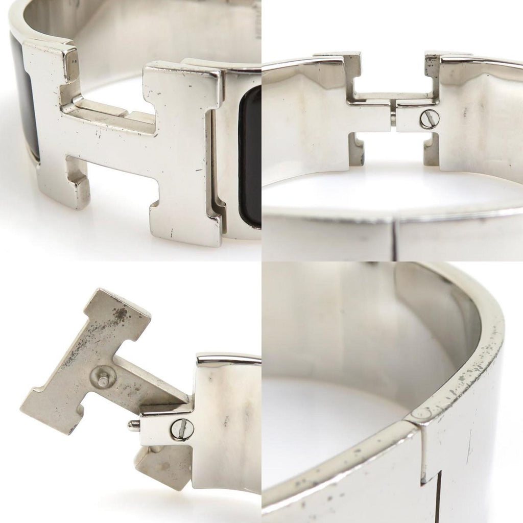 Bracelet Enamel and Metal Dark Brown Silver