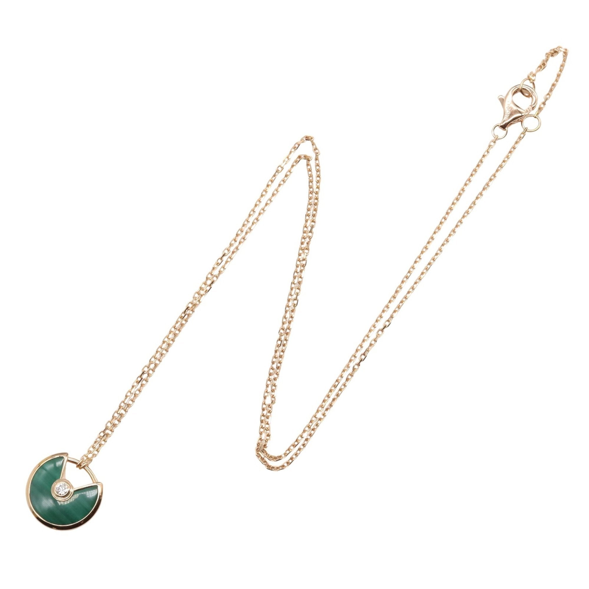 Pendant Necklace 18K Rose Gold with Diamond and Malachite
