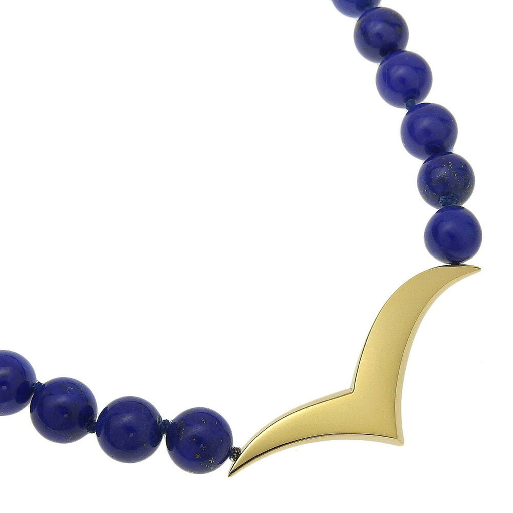 Seagull Pendant Necklace 18K Yellow Gold with Lapis Lazuli