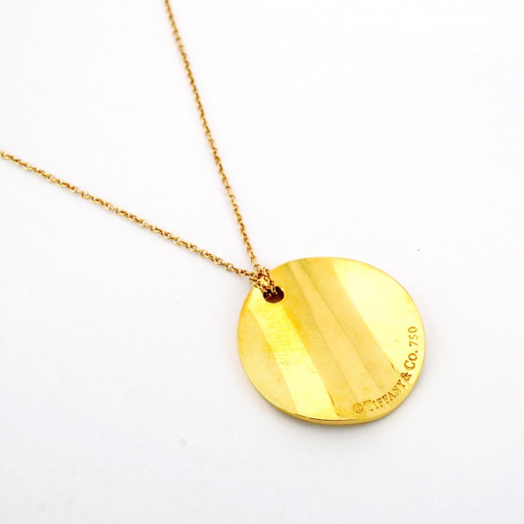 Notes Circle Pendant Necklace 18K Yellow Gold