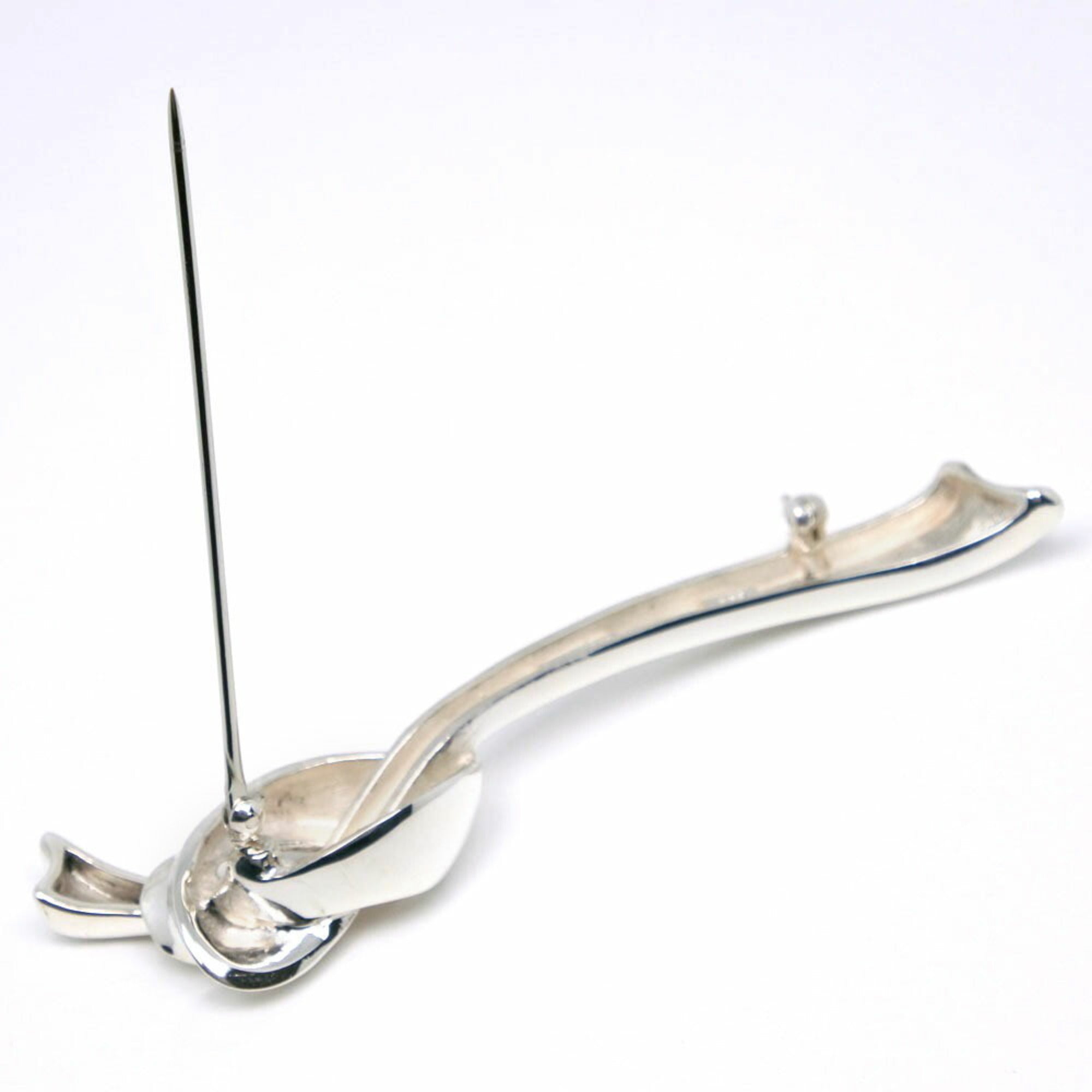 Ribbon Motif Brooch Sterling Silver