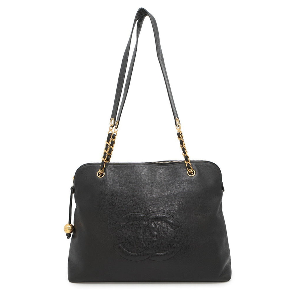 Vintage Timeless Zip Tote Caviar Large