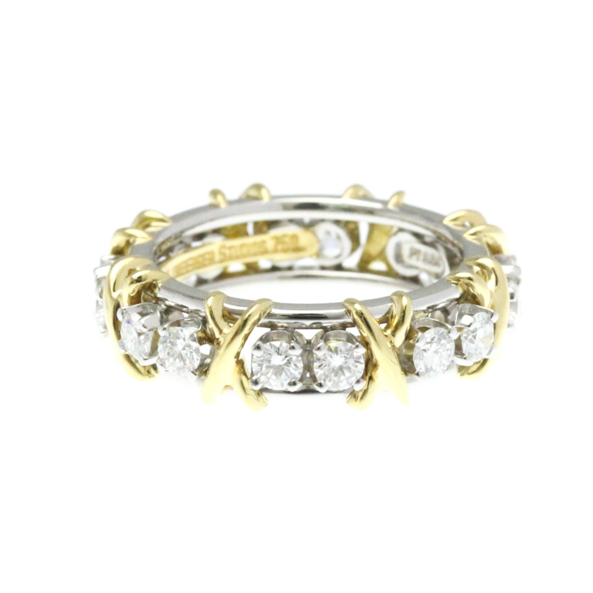 Band Ring 18K Yellow Gold and Platinum with Diamond