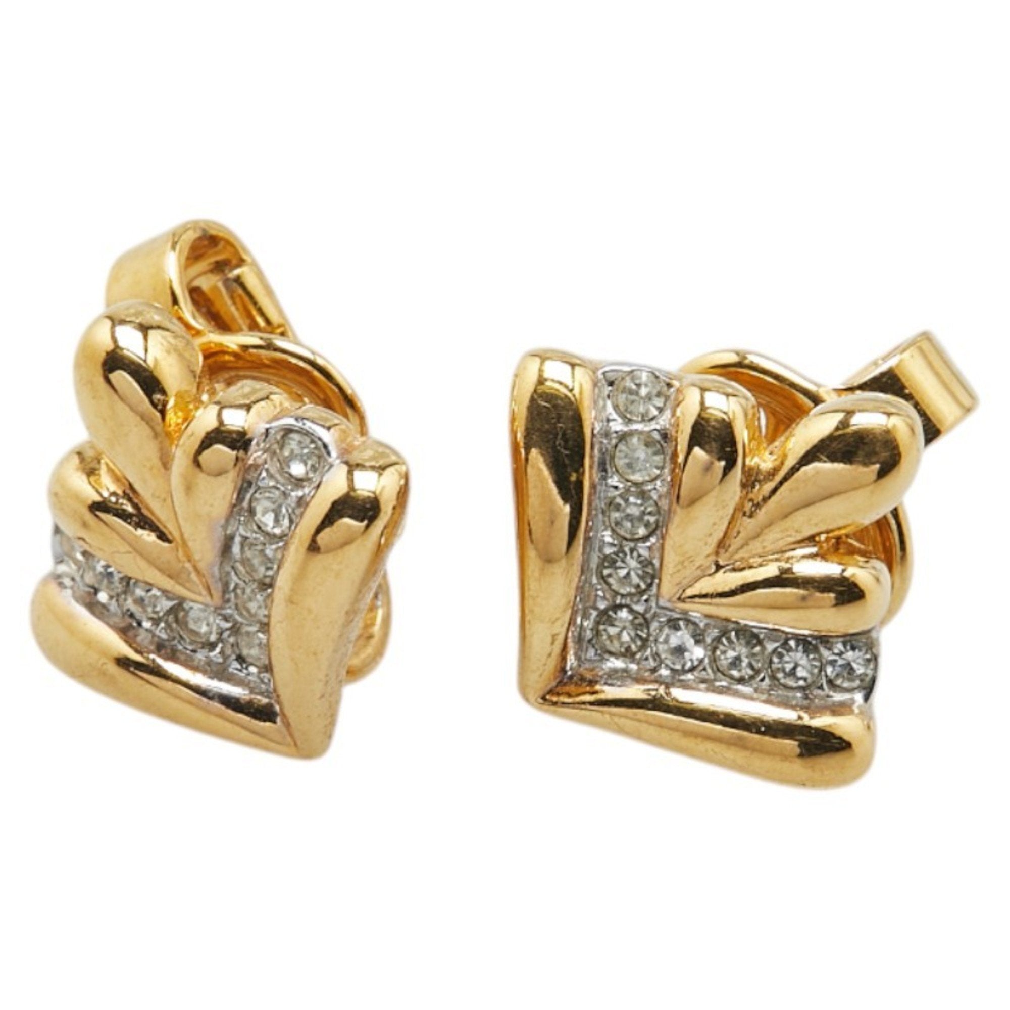 Clip-On Earrings Rhinestone Clip-On Gold-Tone Metal
