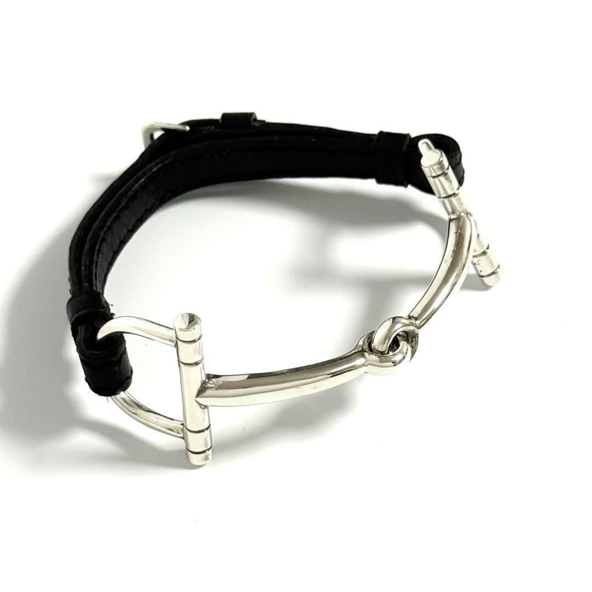 Horsebit Bracelet Leather and Sterling Silver