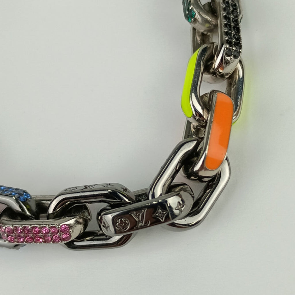 Bracelet Lacquer and Metal and Rhinestone Multicolor