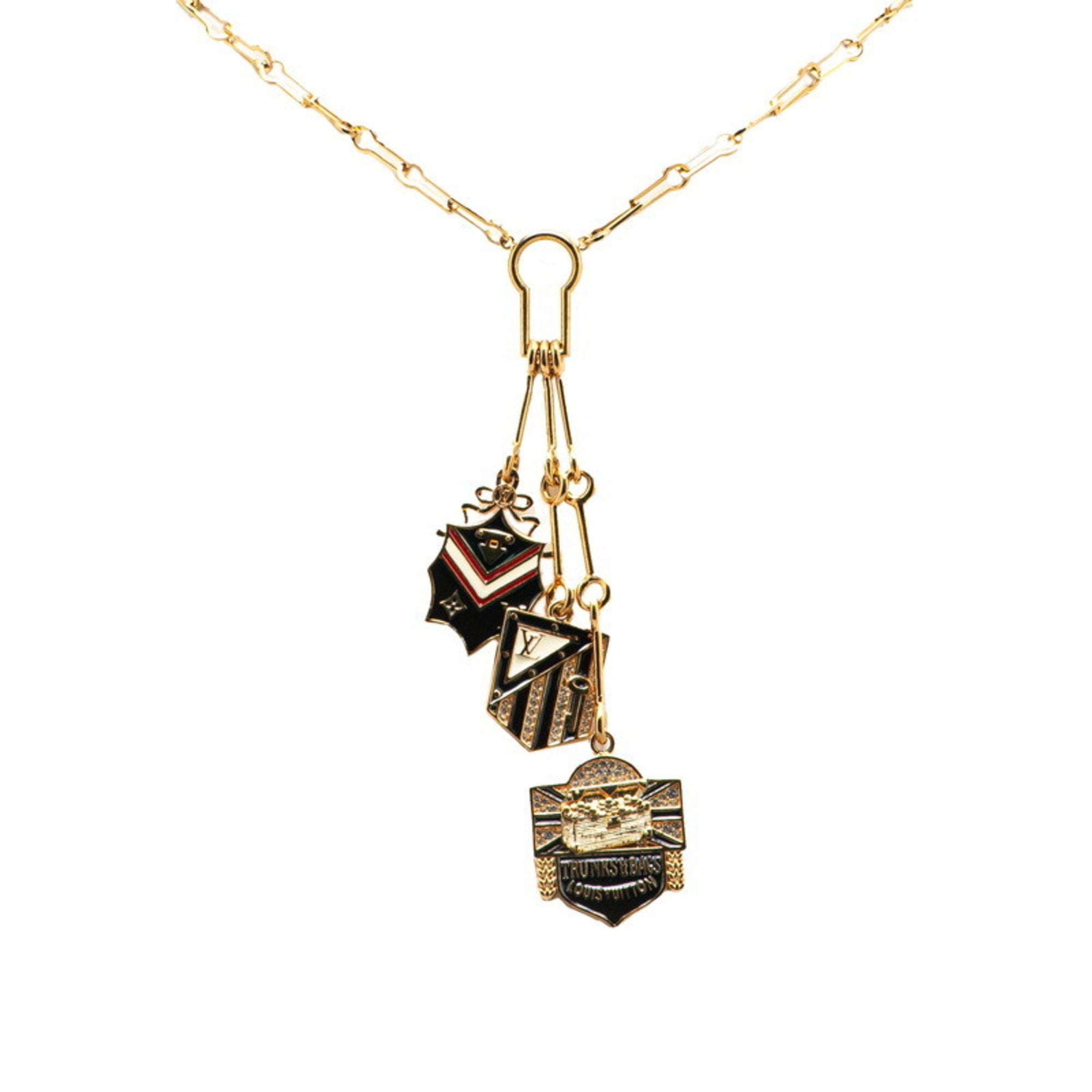 Pendant Necklace Gold Multicolor With Rhinestone
