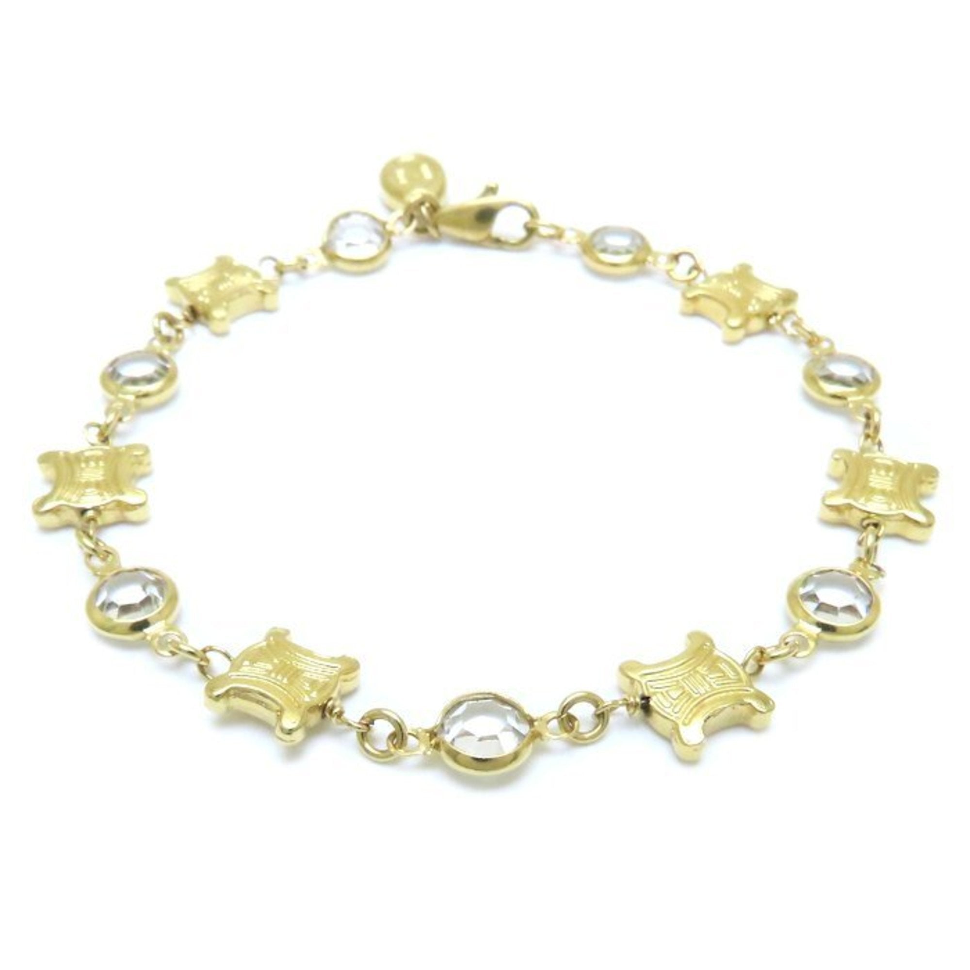 Triomphe Motif Bracelet Gold Plated with Rhinestones
