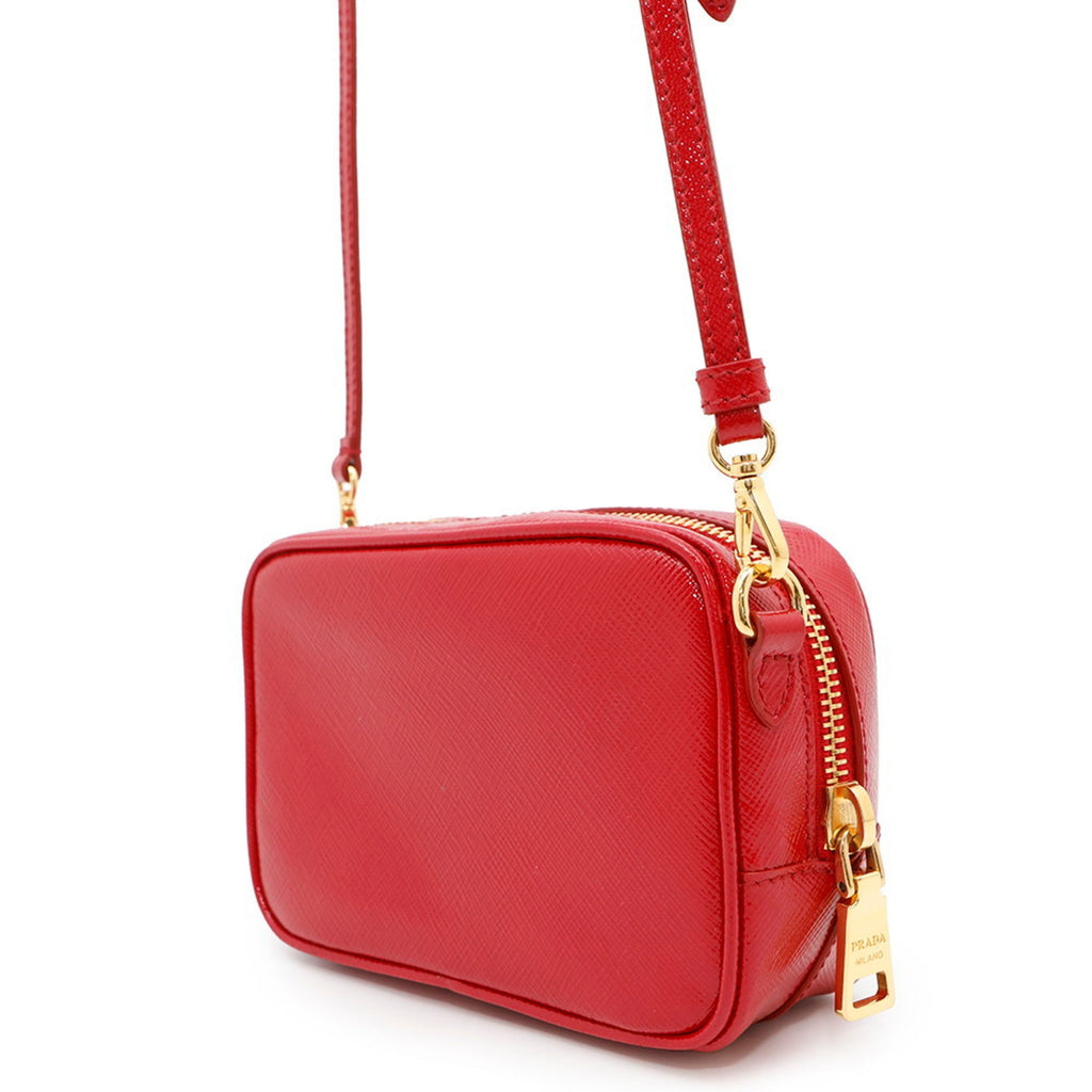 Camera Shoulder Bag Saffiano Leather Small