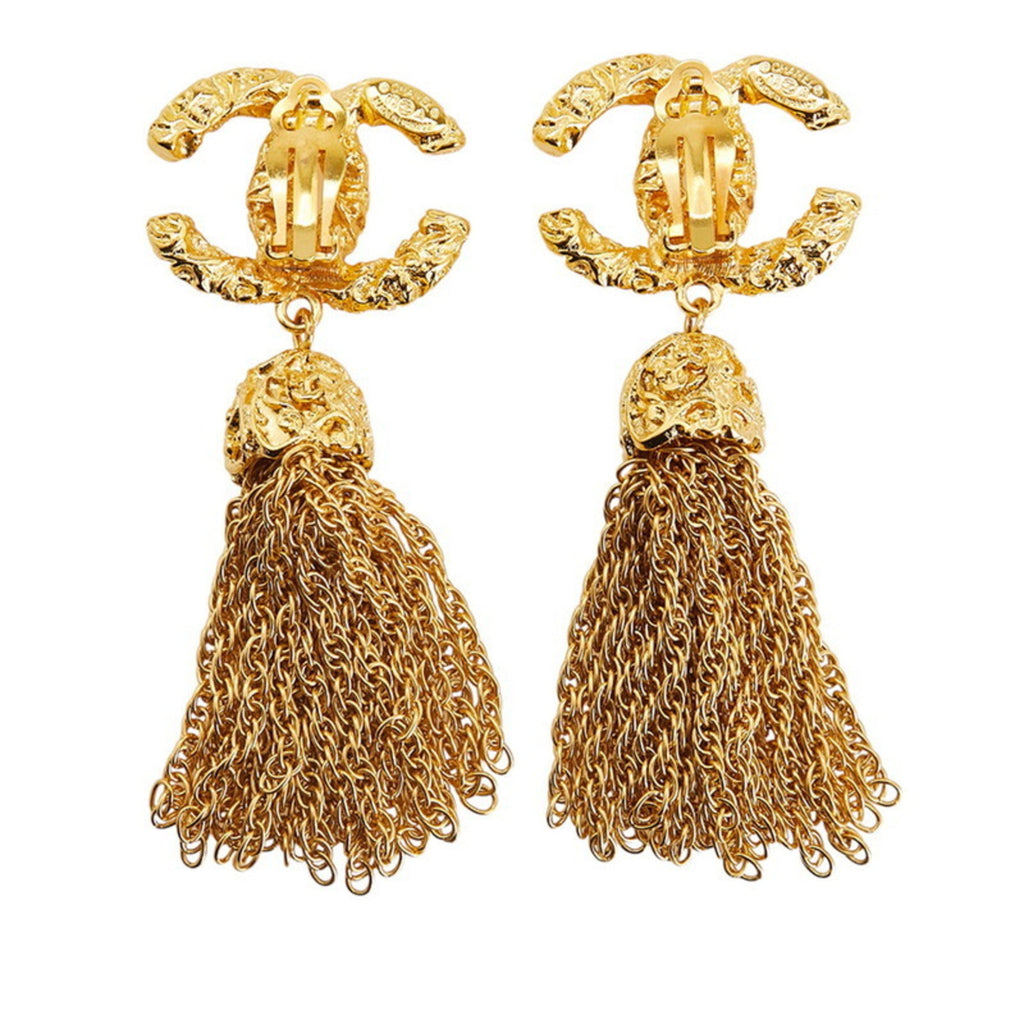 CC Logo Clip-On Earrings Metal Gold-Tone Metal