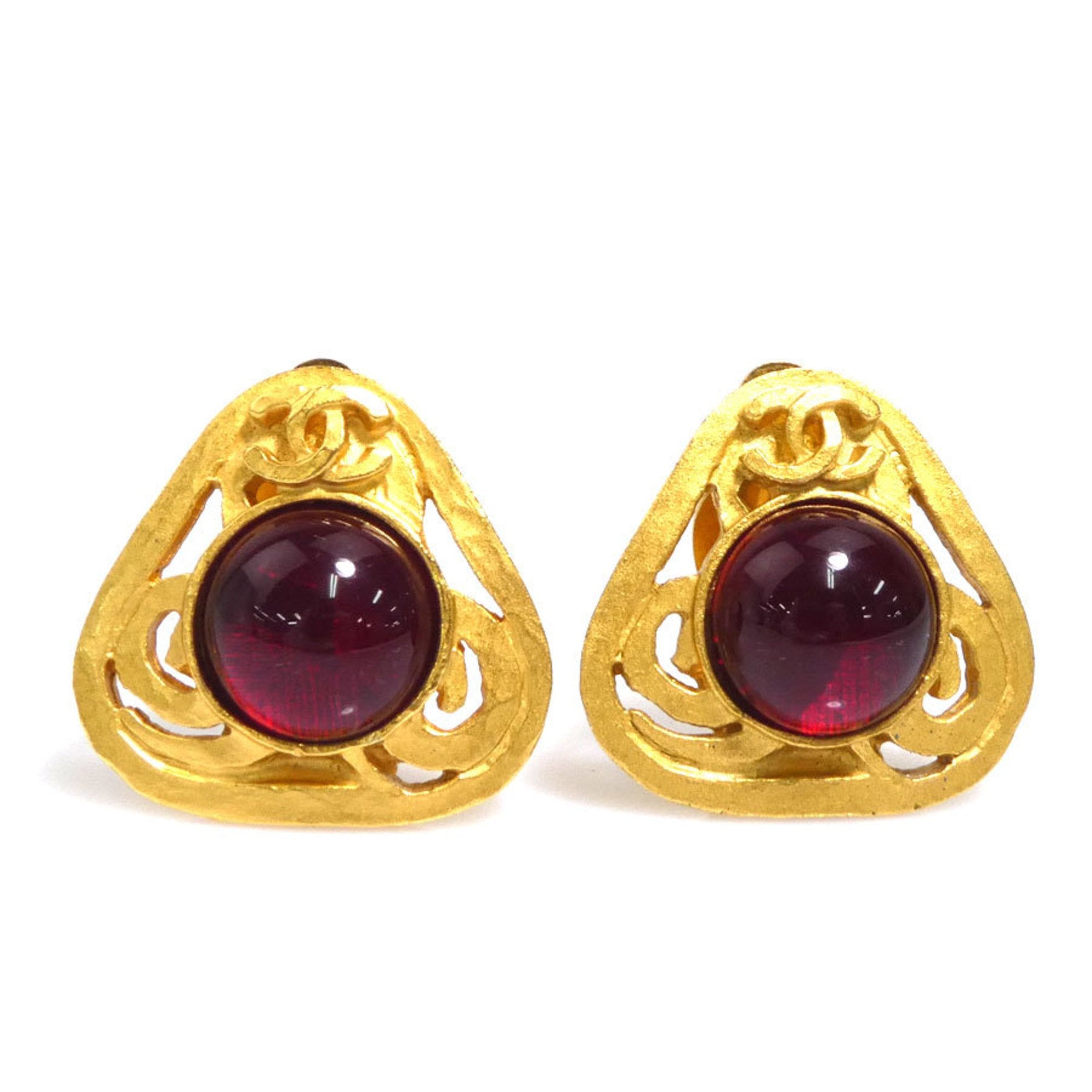 CC Logo Clip-On Earrings Gold-Tone Metal