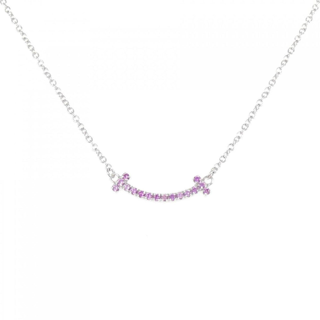 T Smile Mini Pendant Necklace 18K White Gold