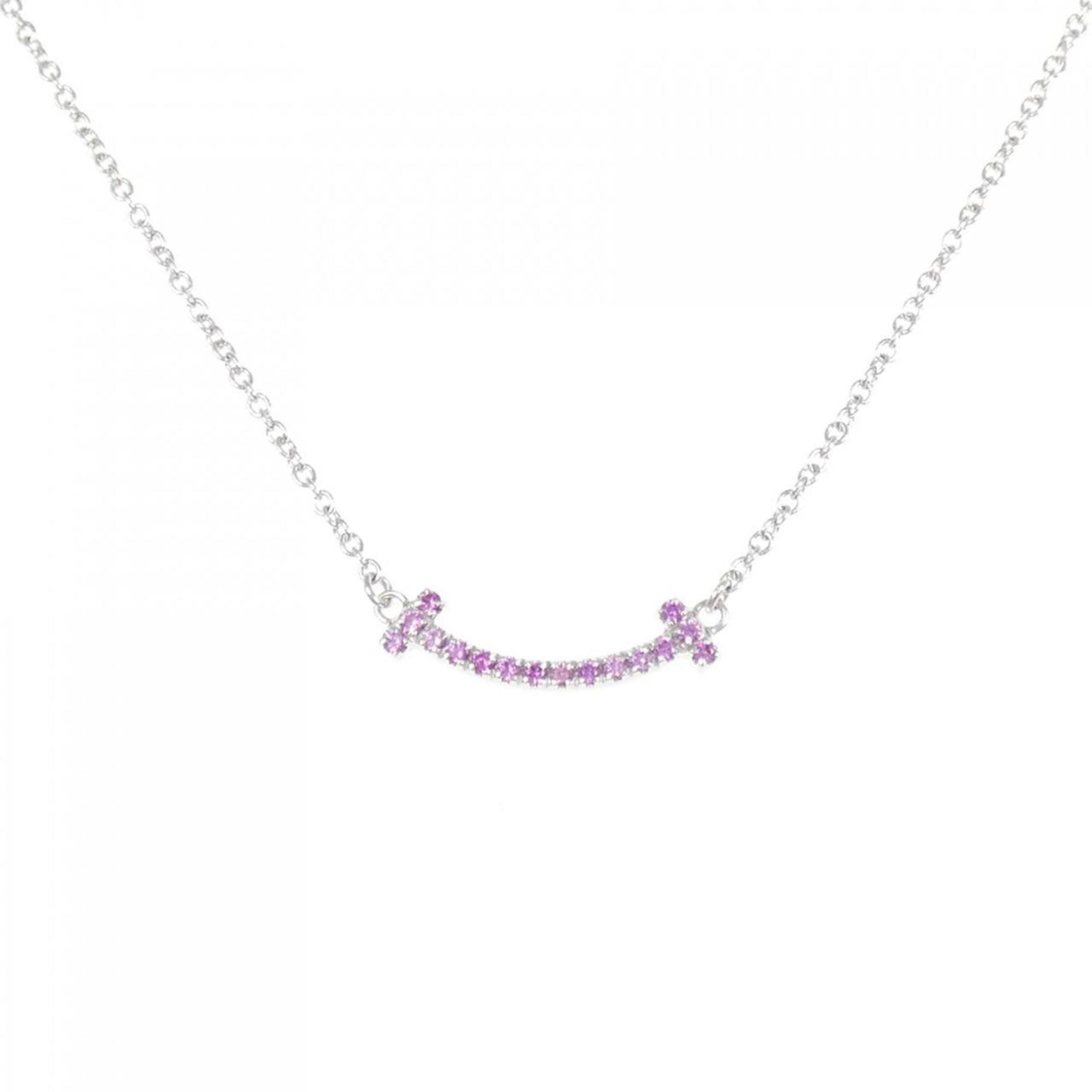 T Smile Mini Pendant Necklace 18K White Gold